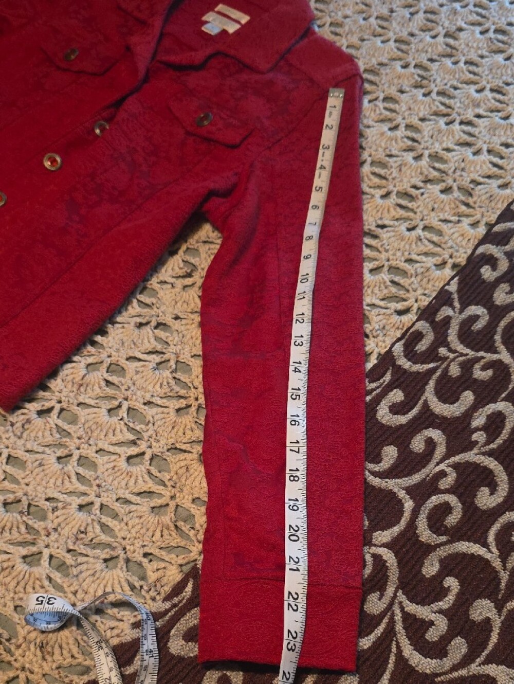 Christopher & Banks Textured Red Button-Front Jean Jacket - Picture 5 of 8